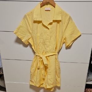 Pink Lily Yellow Short Sleeve Romper